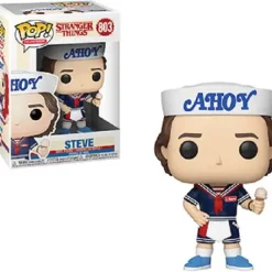 New 😀 Funko Stranger Things Season 3 POP! Television Steve Vinyl Figure #803 [with Hat and Ice Cream, Damaged Package] ❤️