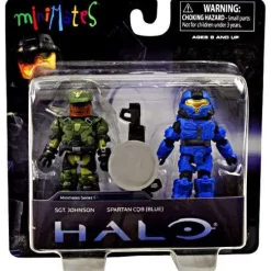 Cheapest 🎁 Halo Minimates Series 1 Sgt. Johnson & Spartan CQB [Blue] Exclusive Minifigure 2-Pack 😍